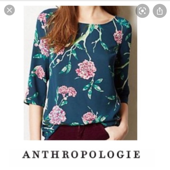 Anthro 3/4 sleeve blouse - Picture 2 of 6